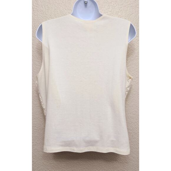 Vintage Clearwater Creek Ivory Lace Lined Sleeveless Top Large Lightweight Soft - Picture 3 of 4